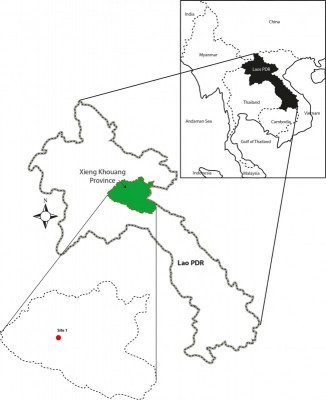 Figure 1. Location of site 1, Xieng Khouang Province, Laos.